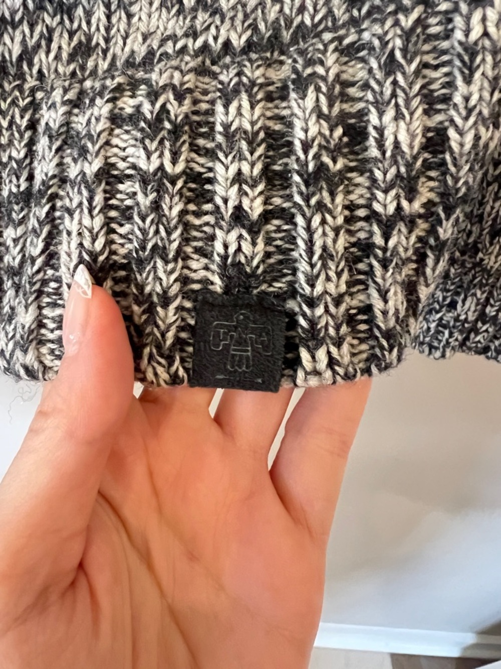 TNA Black and White Patterned Zip Front Shawl Collar Wool Sweater - Picture 5 of 7